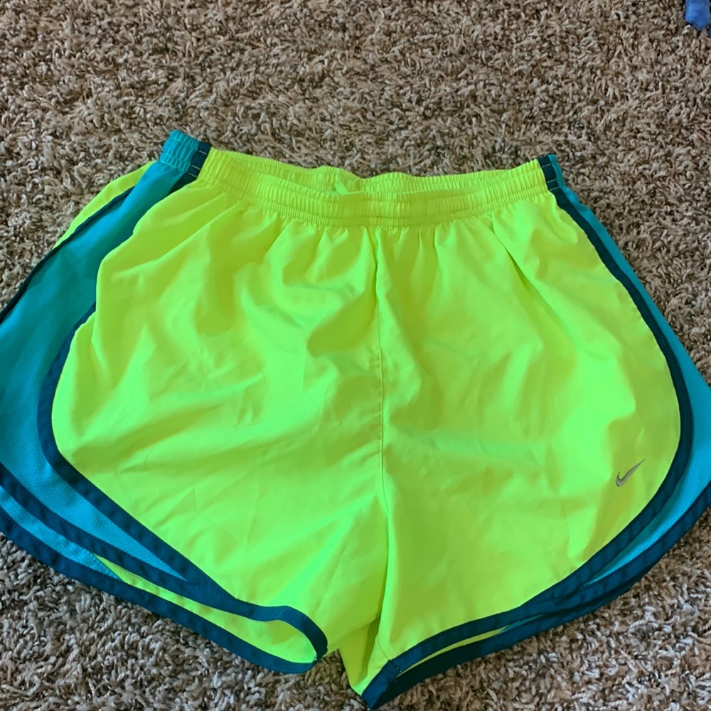 Athletic Nike shorts -neon yellow and blue